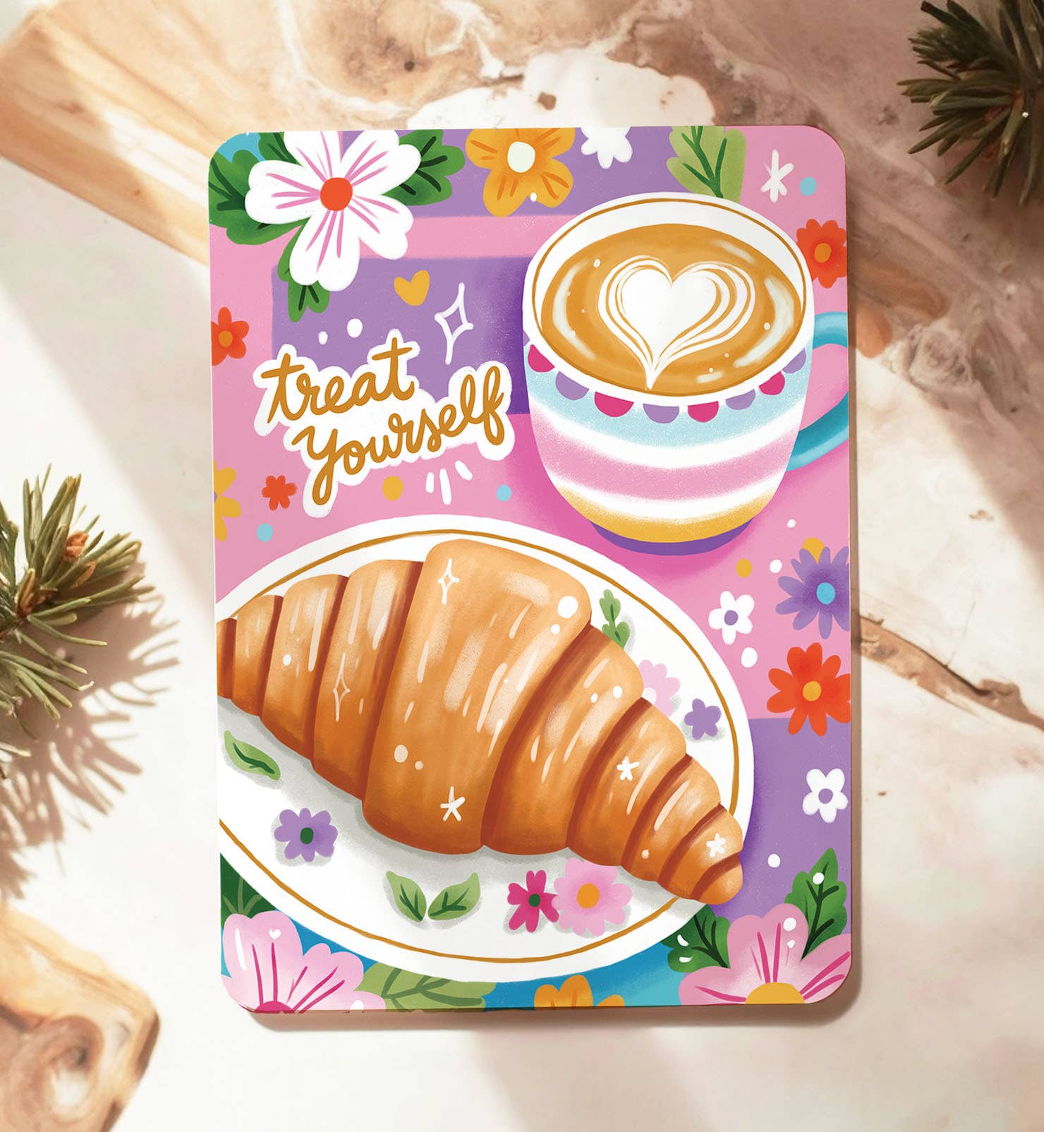 Kaart felicitatie verjaardag croissant koffie | Kaart Aniet Illustration